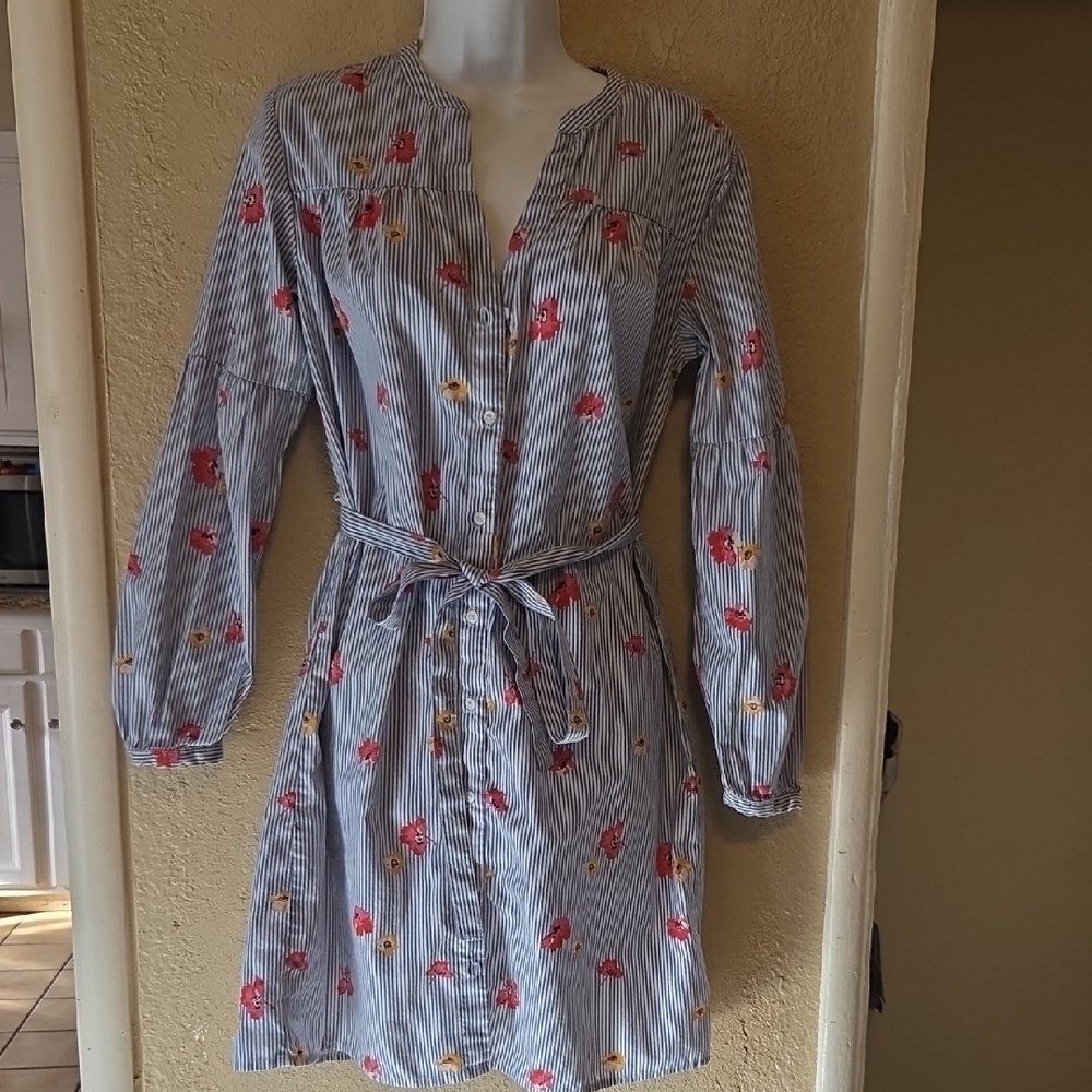 Old Navy Floral Striped Long Sleeve Dress